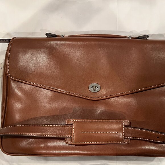 Vintage Coach Tobacco Tan Leather 6457 Brief/Laptop Case NWT - Picture 1 of 16